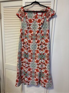 maeve ruffle-sleeve v-neck lace-up midi dress Anthropologie | Dresses | Anthropologie Maeve Rufflesleeve Vneck Laceup  Midi Dress Nwt